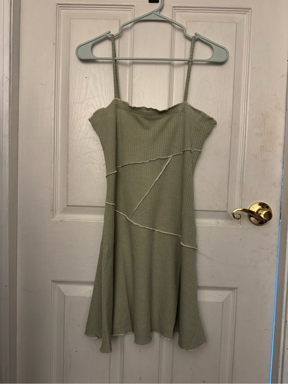 Promesa Olive Green Spaghetti Strap Knit Mini Dress